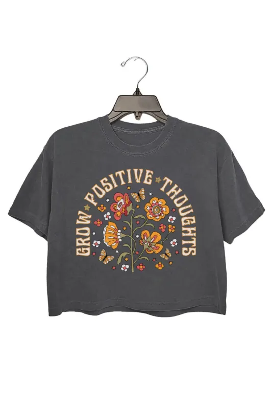 Grow Positive Thoughts Flowers Crop Top For Women sold by Fancy Tees