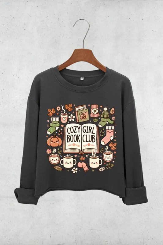 Cozy Girl Book Club Crop Sweatshirt For Women sold by Fancy Tees
