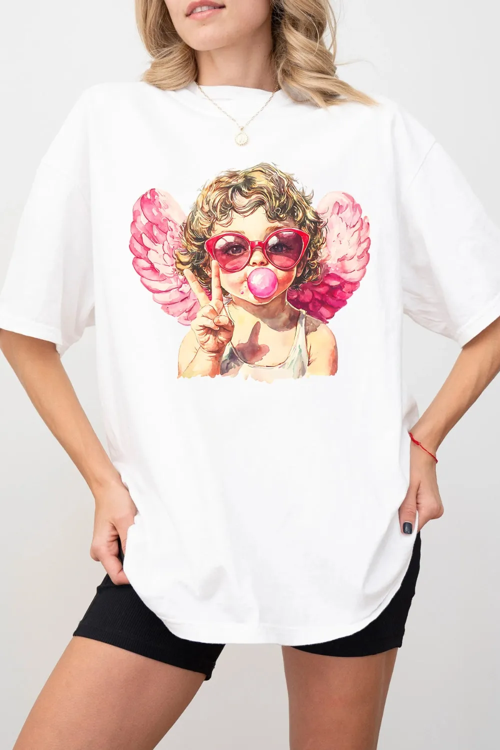 Retro Cupid Blowing Bubble Tee For Women sold by Fancy Tees product image thumbnail 2