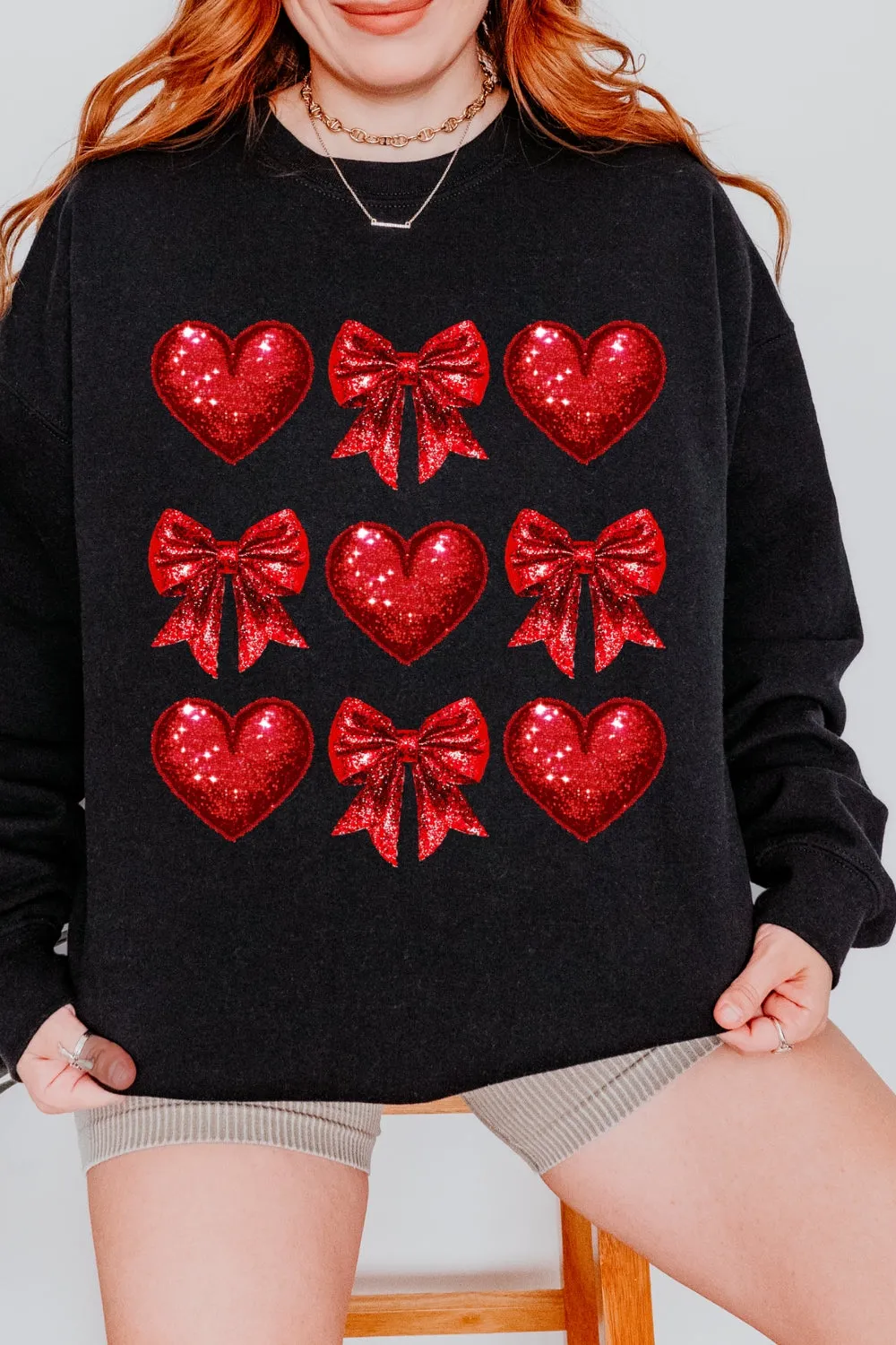 Coquette Glitter Valentine Heart Sweatshirt For Women sold by Fancy Tees product image thumbnail 2