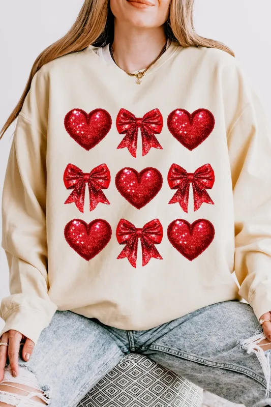 Coquette Glitter Valentine Heart Sweatshirt For Women sold by Fancy Tees
