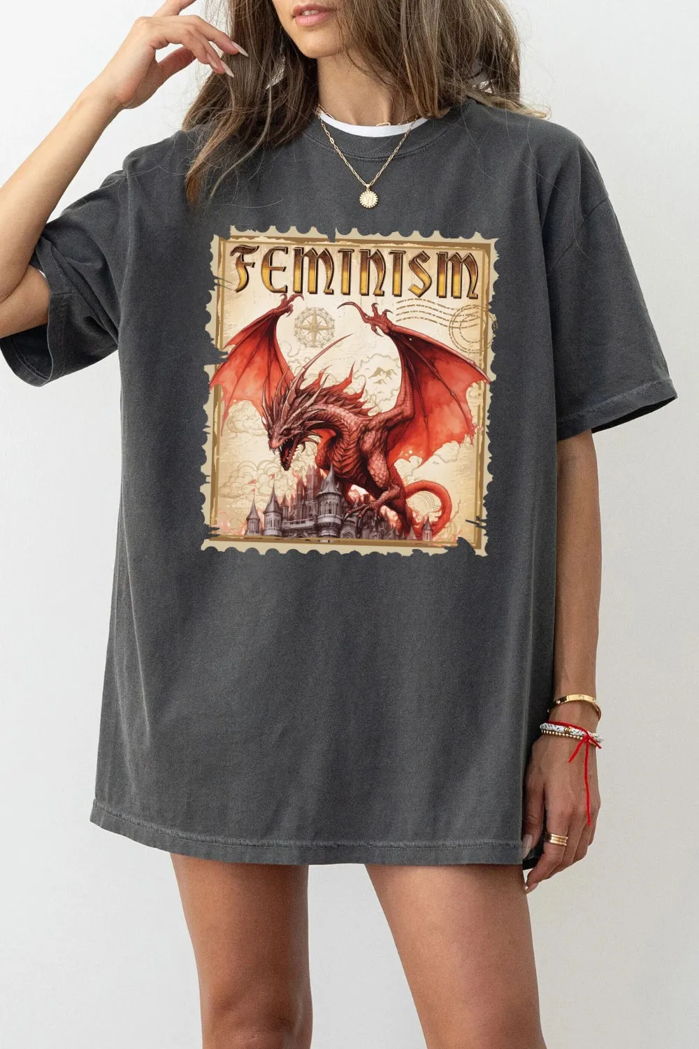 Feminism Power Dragon Tee For Women sold by Fancy Tees