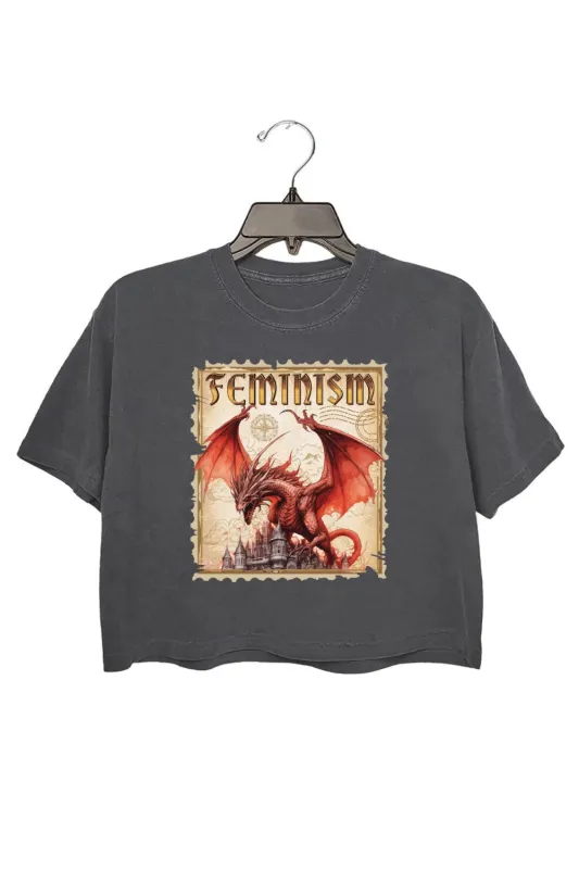 Feminism Power Dragon Crop Top For Women sold by Fancy Tees