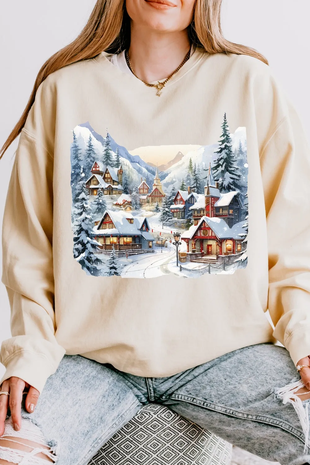 Christmas Winter Village Sweatshirt For Women sold by Fancy Tees