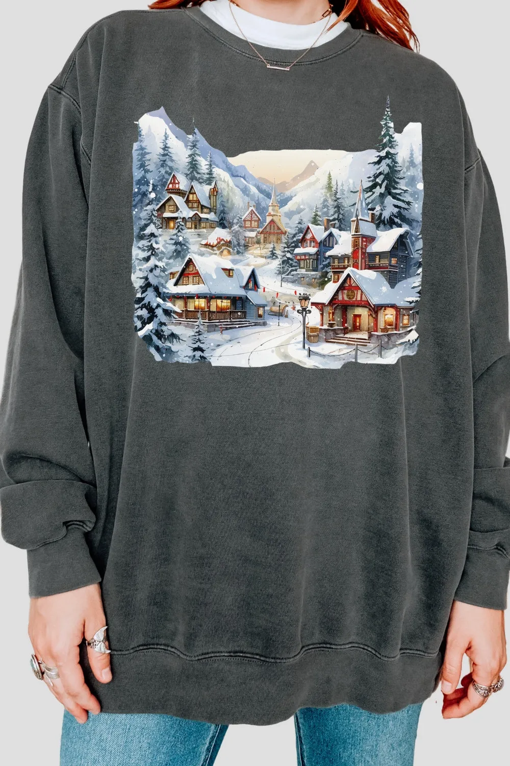 Christmas Winter Village Sweatshirt For Women sold by Fancy Tees product image thumbnail 2