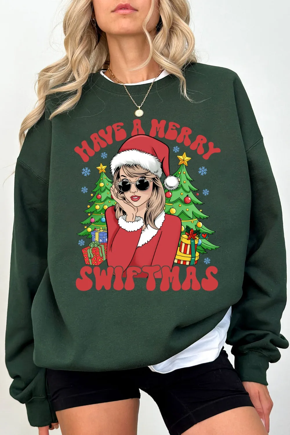 Have A Merry Swiftmas Christmas Sweatshirt For Women sold by Fancy Tees product image thumbnail 2