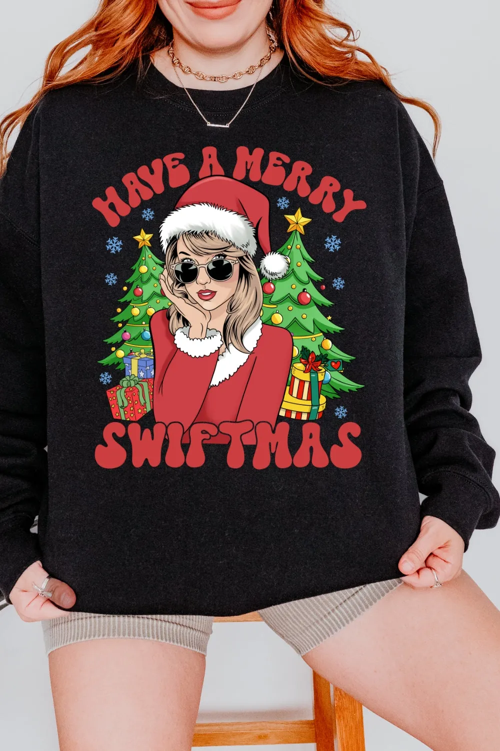 Have A Merry Swiftmas Christmas Sweatshirt For Women sold by Fancy Tees product image thumbnail 3