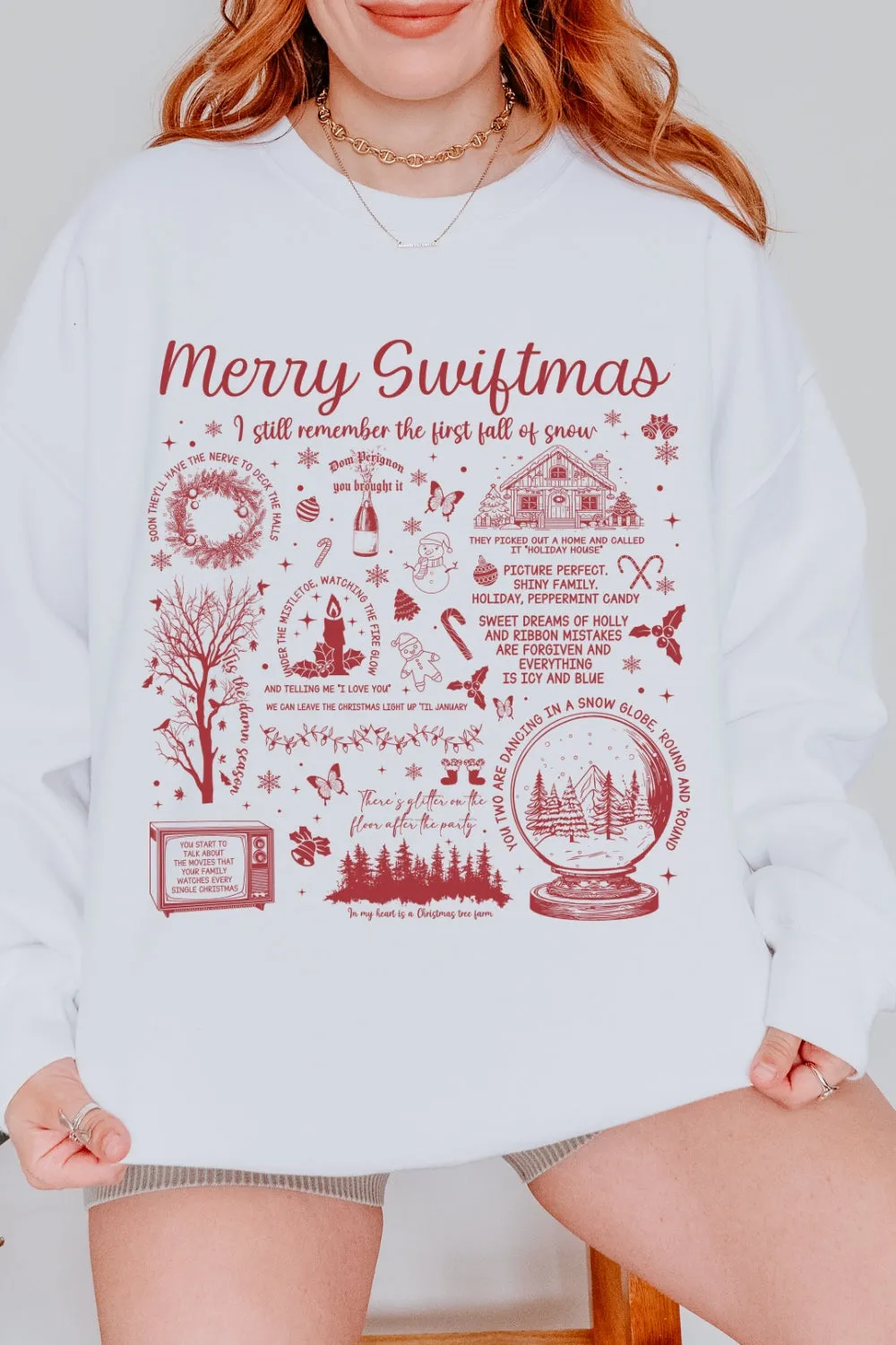 Retro Merry Swiftmas Christmas Sweatshirt For Women sold by Fancy Tees product image thumbnail 3