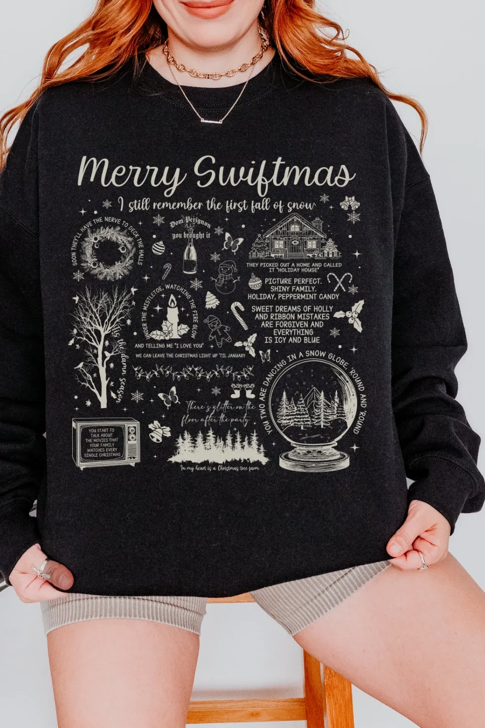 Retro Merry Swiftmas Christmas Sweatshirt For Women sold by Fancy Tees product image thumbnail 5