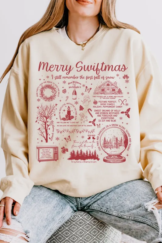 Retro Merry Swiftmas Christmas Sweatshirt For Women sold by Fancy Tees