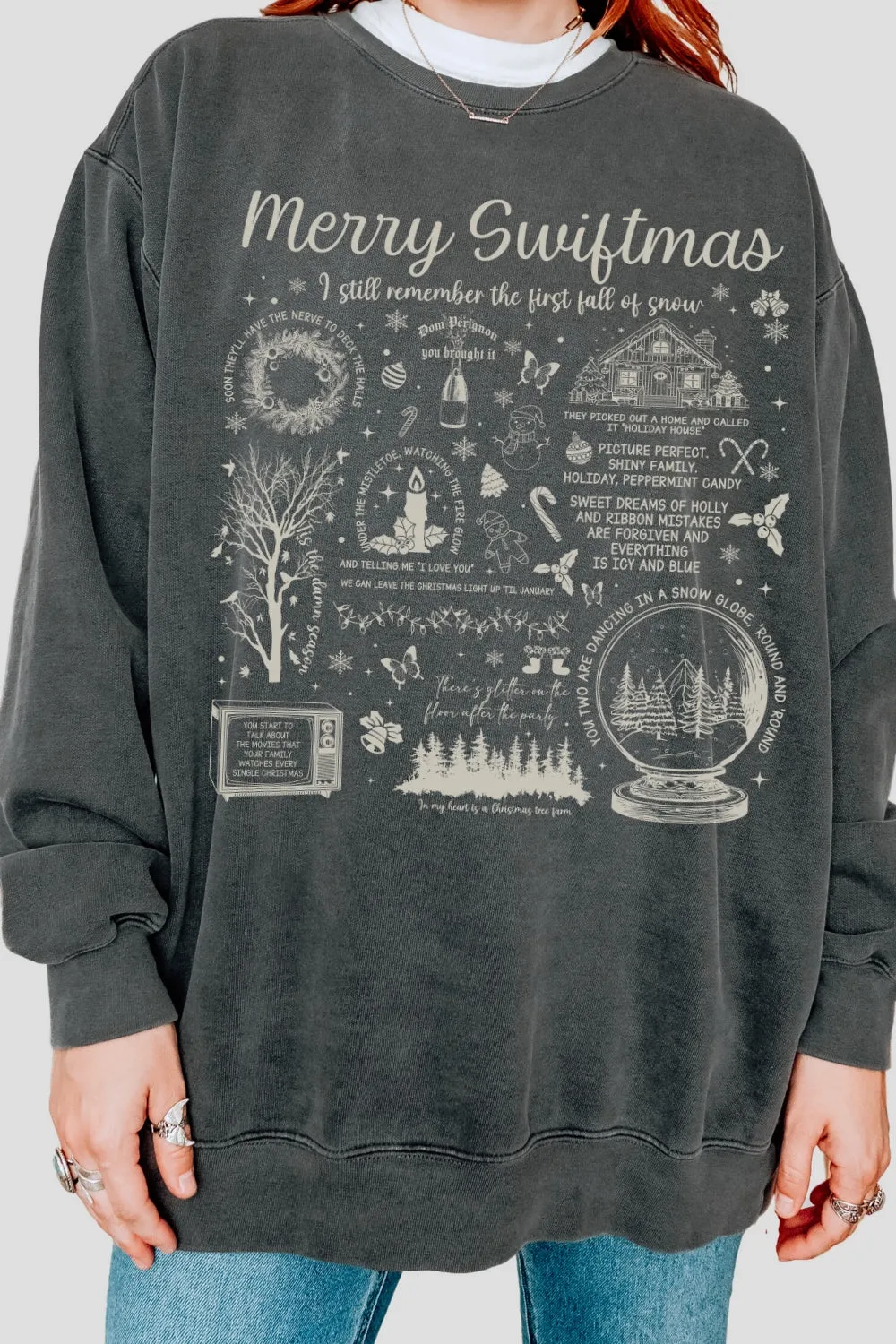 Retro Merry Swiftmas Christmas Sweatshirt For Women sold by Fancy Tees product image thumbnail 2