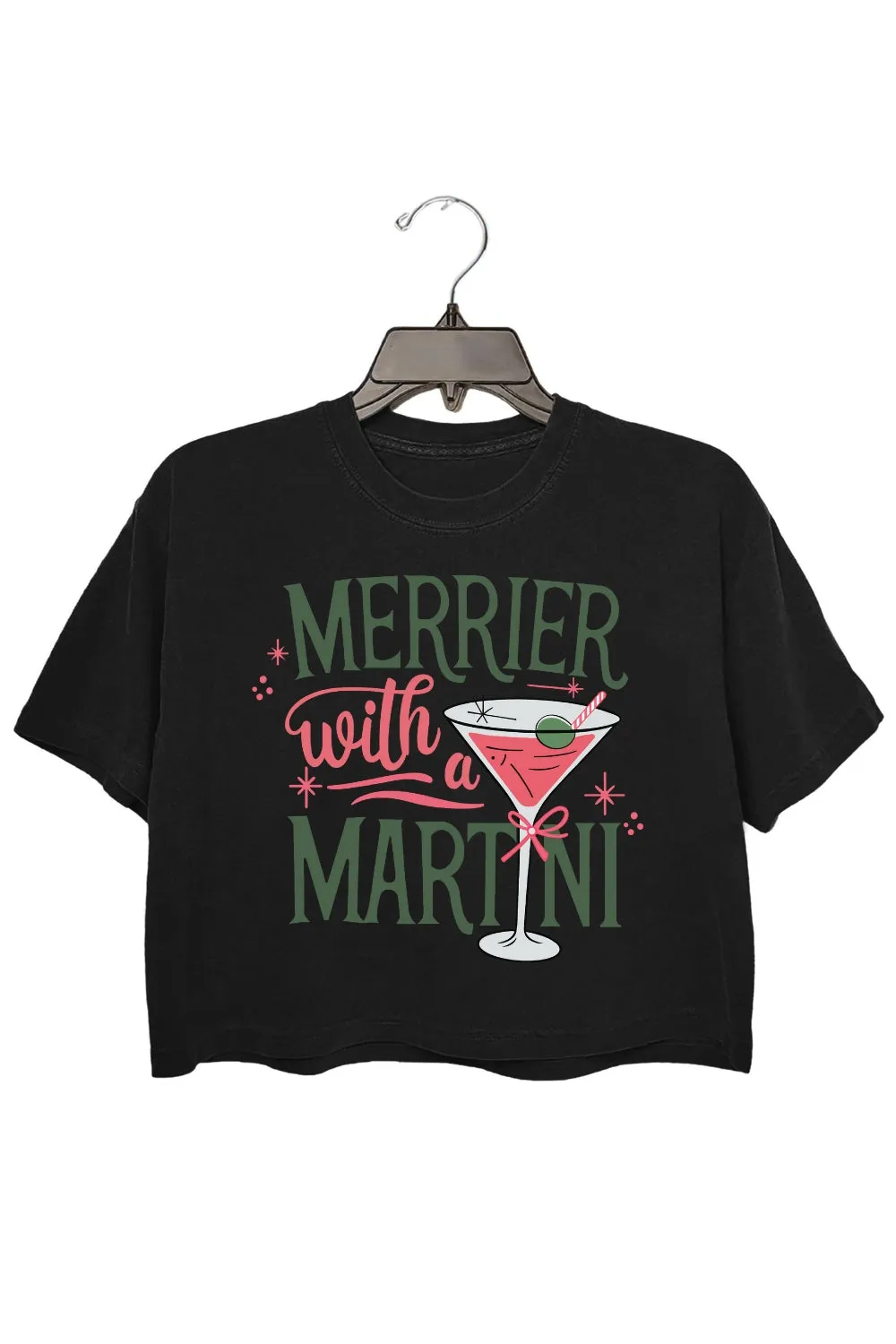Christmas Cocktail Martini Crop Top For Women sold by Fancy Tees product image thumbnail 3