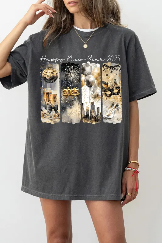 Retro Happy New Year 2025 Tee For Women sold by Fancy Tees