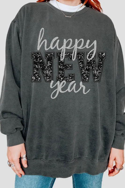 Happy New Year Glitter Sweatshirt For Women sold by Fancy Tees