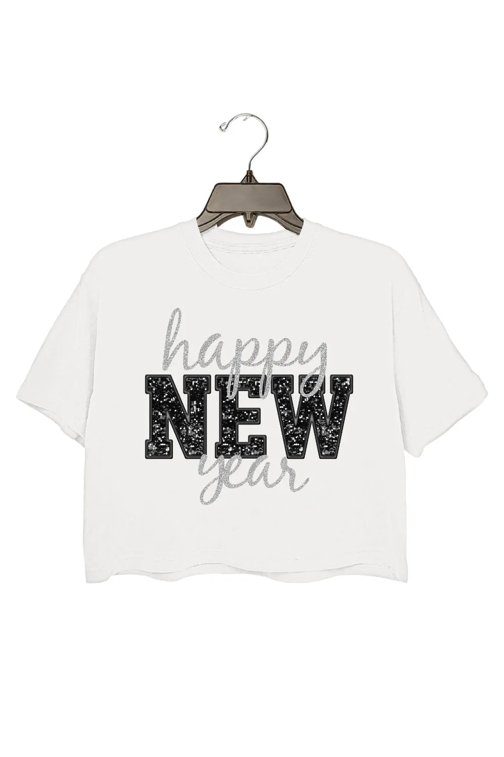Happy New Year Glitter Crop Top For Women sold by Fancy Tees product image thumbnail 2