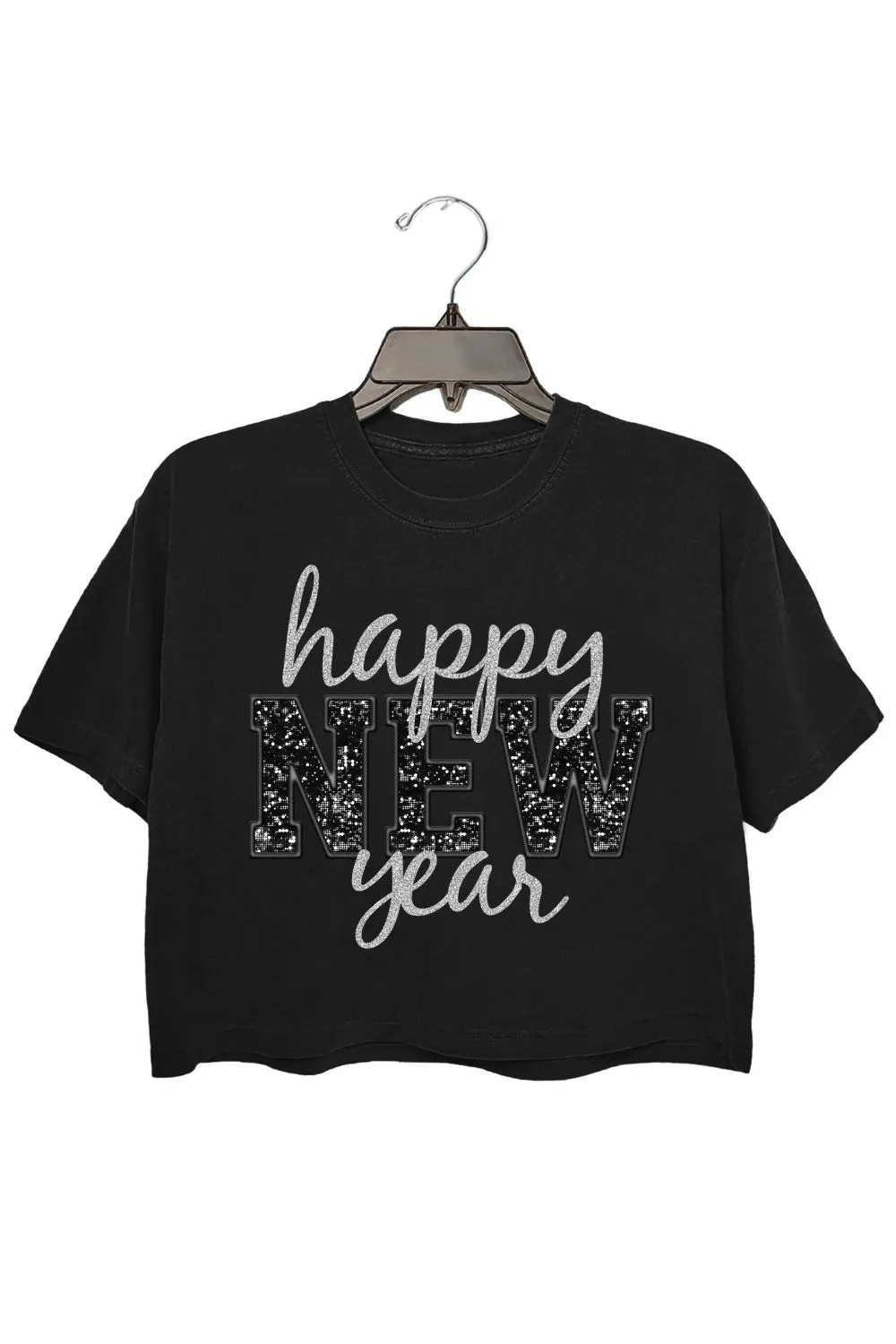 Happy New Year Glitter Crop Top For Women sold by Fancy Tees product image thumbnail 3