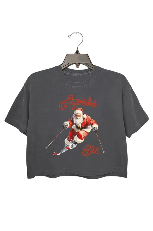 Après Ski Santa Skiing Crop Top For Women sold by Fancy Tees