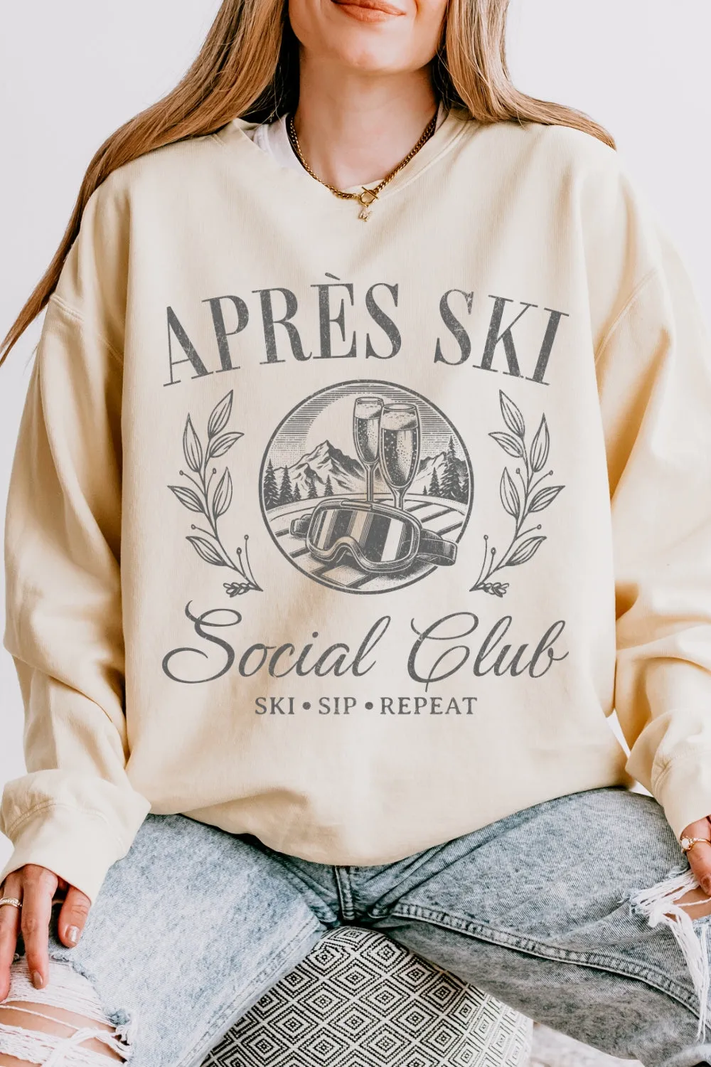 Apres Ski Social Club Funny Sweatshirt For Women sold by Fancy Tees