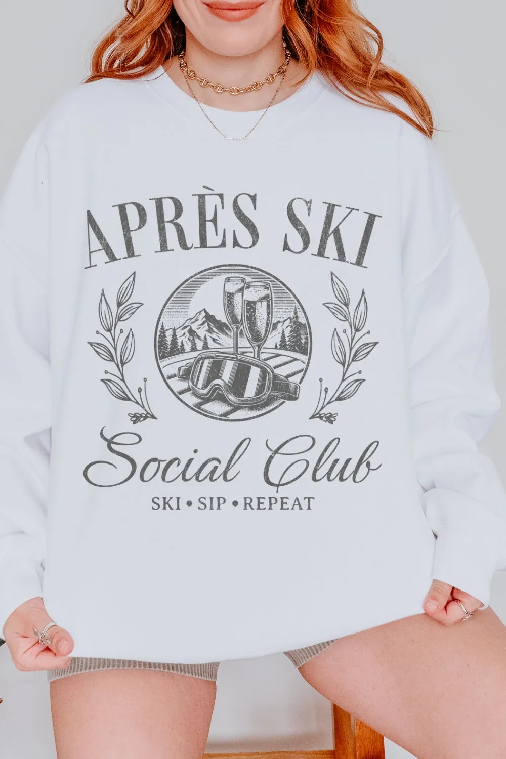 Apres Ski Social Club Funny Sweatshirt For Women sold by Fancy Tees product image thumbnail 2