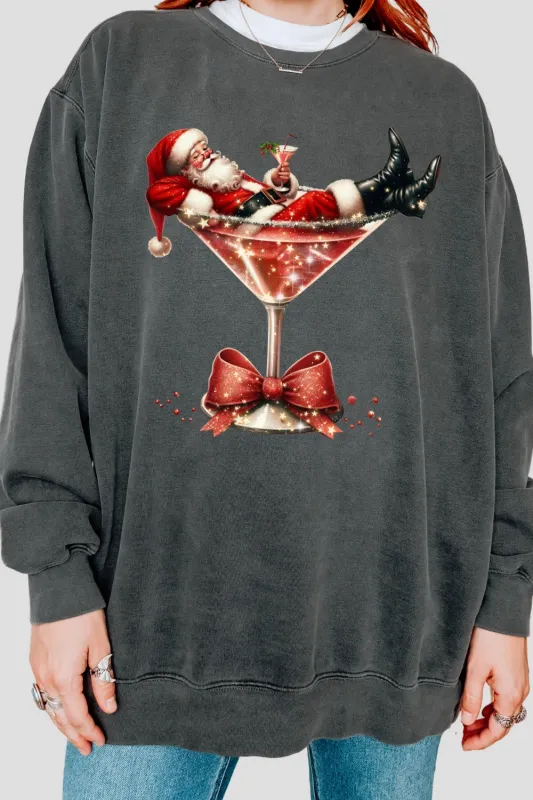 Christmas Santa Martini Sweatshirt For Women sold by Fancy Tees