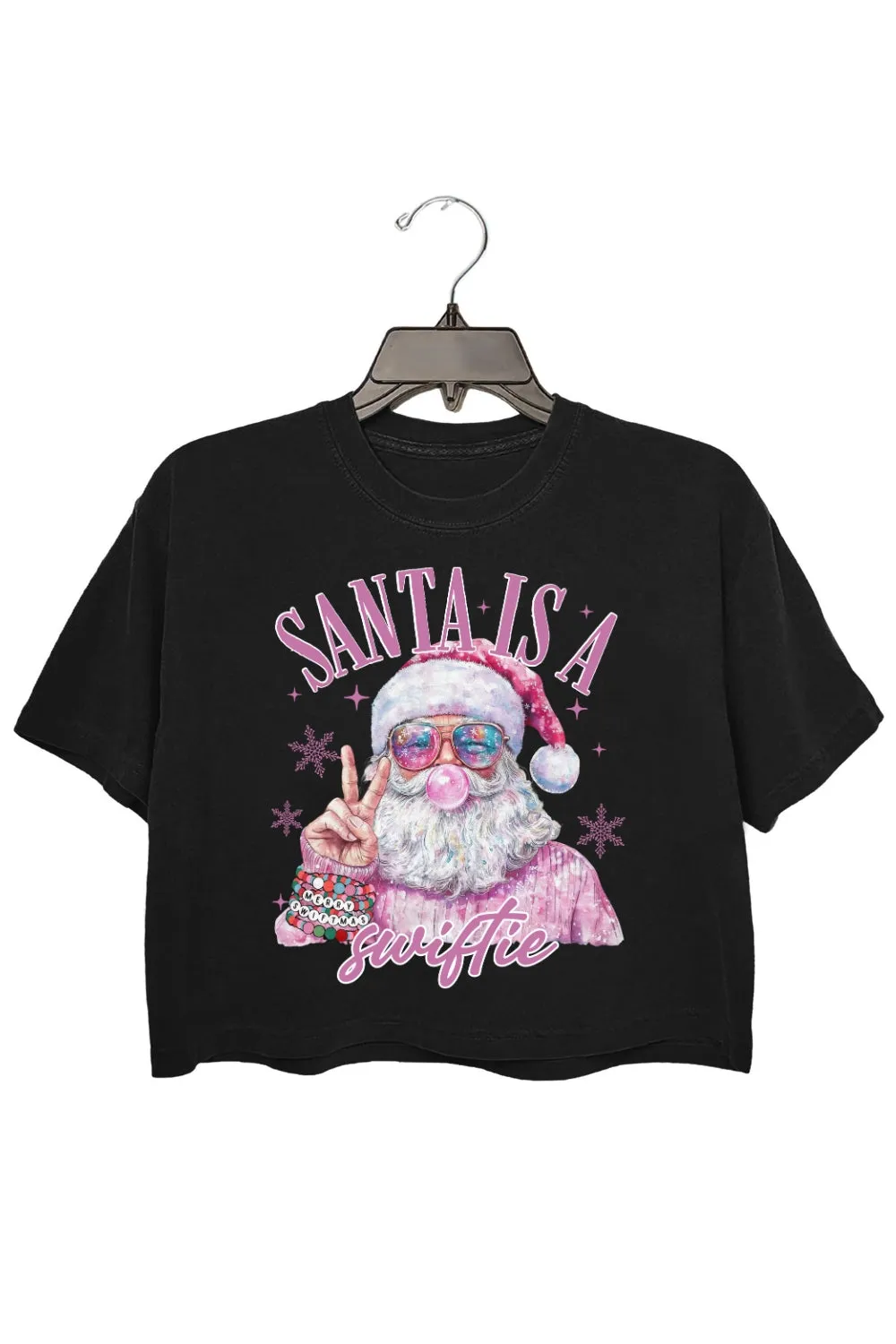 Santa Is A Swiftie Crop Top For Women sold by Fancy Tees product image thumbnail 3