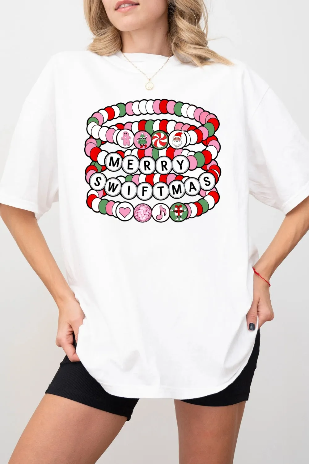 Merry Swiftmas Friendship Bracelet Tee For Women sold by Fancy Tees product image thumbnail 2