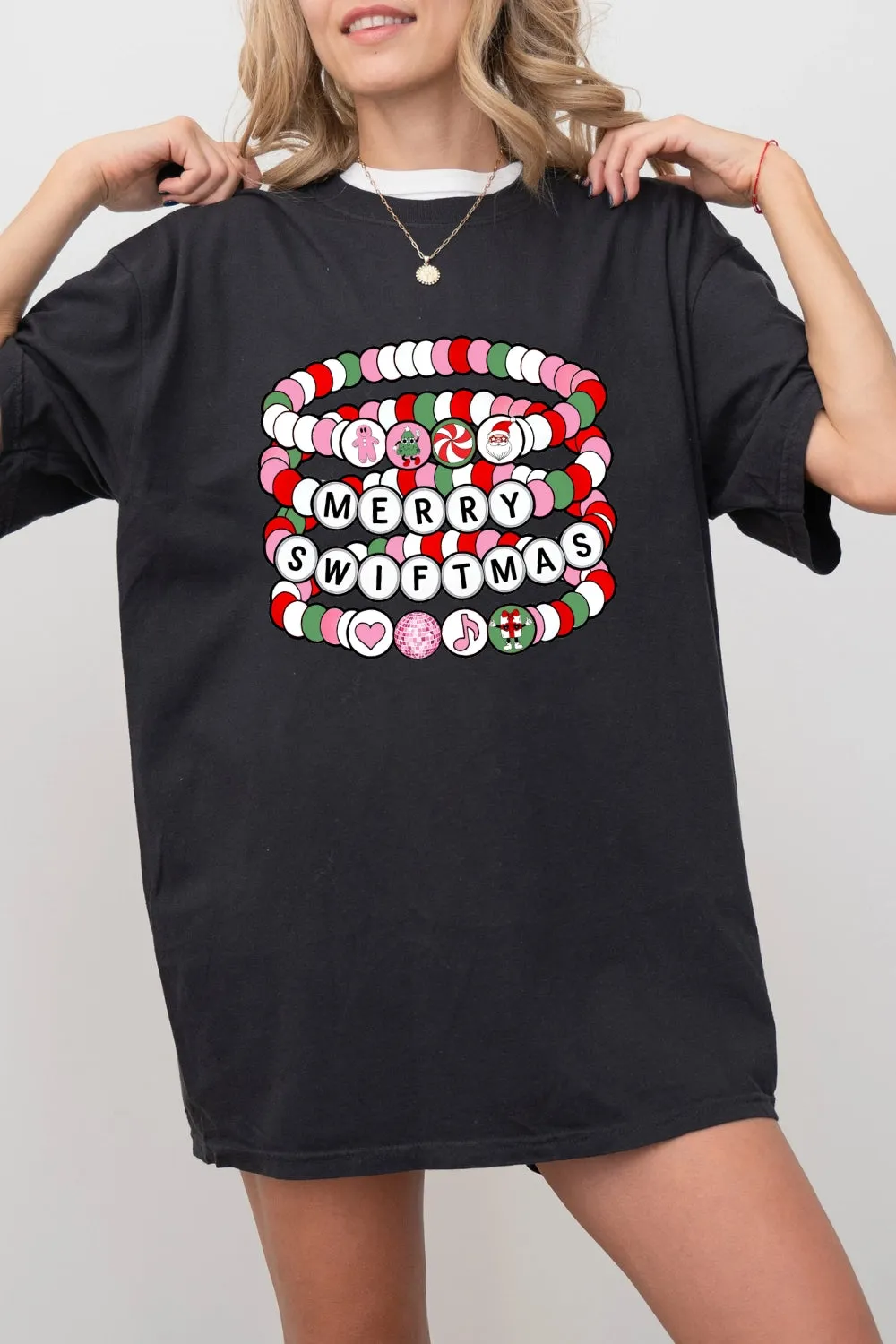 Merry Swiftmas Friendship Bracelet Tee For Women sold by Fancy Tees product image thumbnail 3