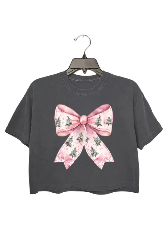 Christmas Trees Bow Crop Top For Women sold by Fancy Tees