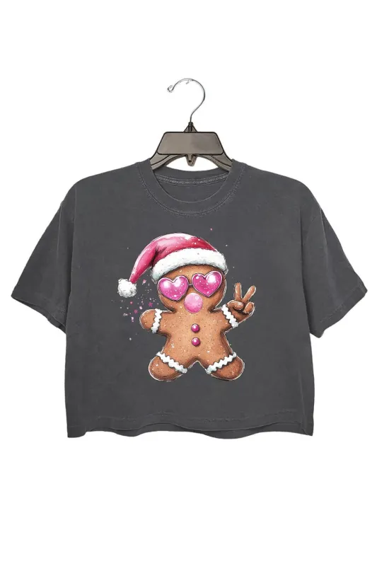 Retro Gingerbread Christmas Blowing Bubble Crop Top For Women sold by Fancy Tees