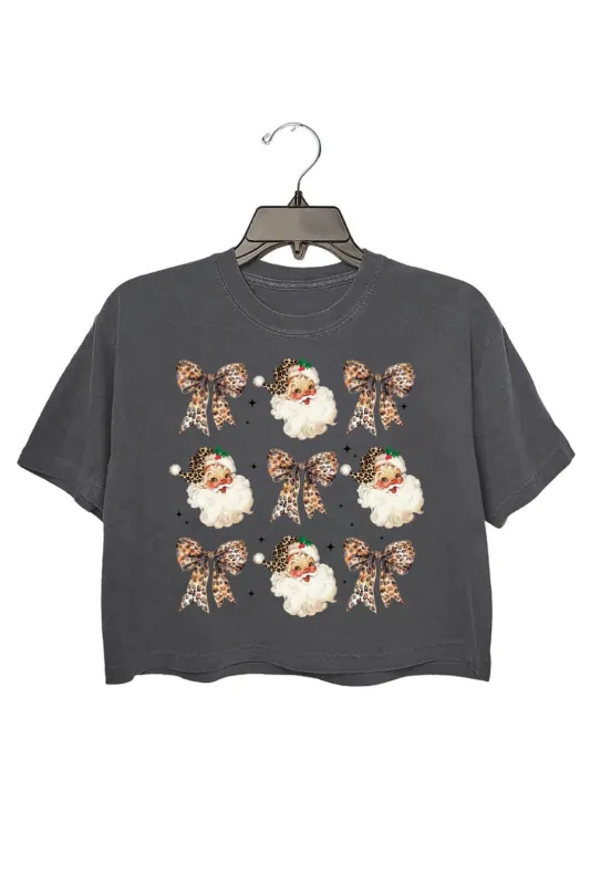 Leopard Santa Christmas Crop Top For Women sold by Fancy Tees