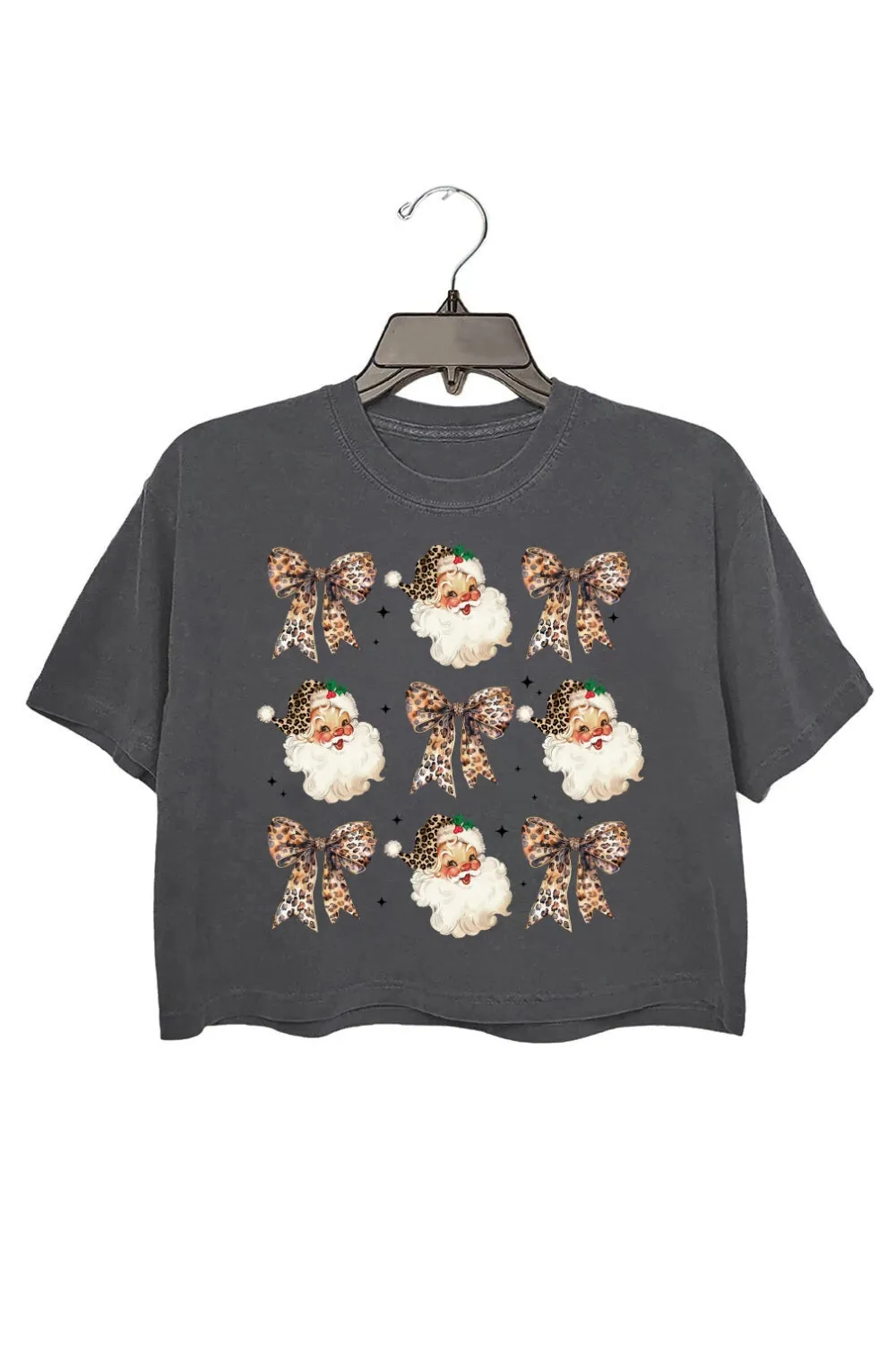 Leopard Santa Christmas Crop Top For Women sold by Fancy Tees