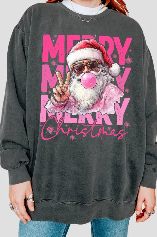 Santa Blowing Bubble Merry Christmas Sweatshirt For Women sold by Fancy Tees