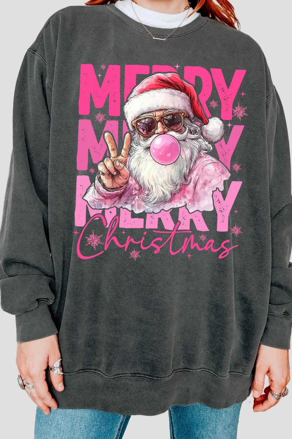 Santa Blowing Bubble Merry Christmas Sweatshirt For Women sold by Fancy Tees