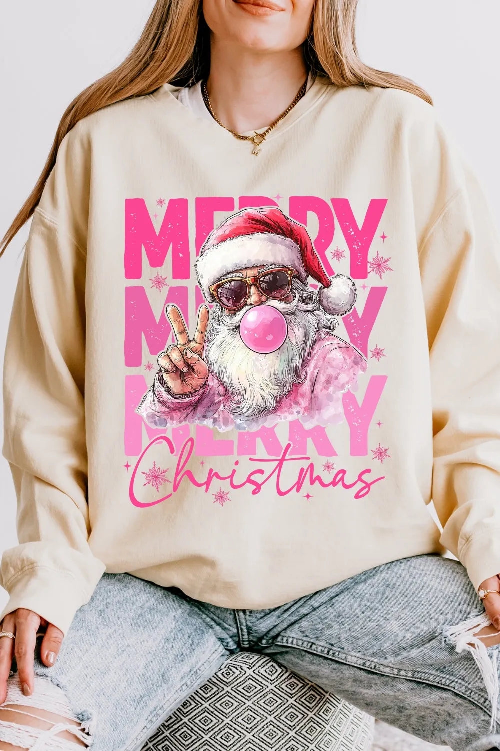 Santa Blowing Bubble Merry Christmas Sweatshirt For Women sold by Fancy Tees product image thumbnail 2