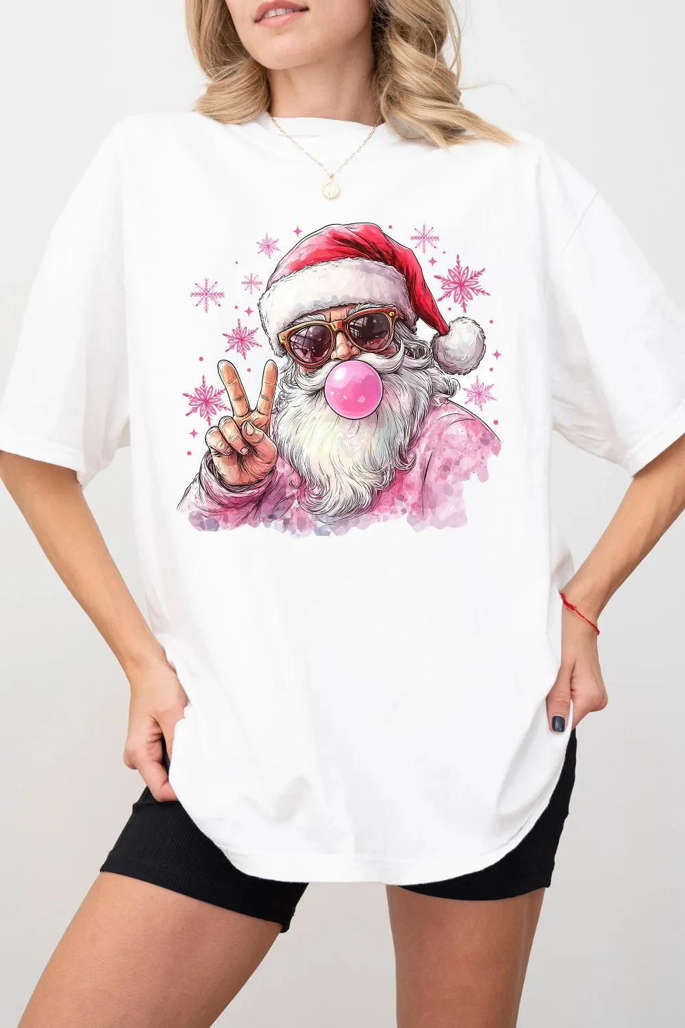 Santa Christmas Blowing Bubble Snowflake Tee For Women sold by Fancy Tees product image thumbnail 2