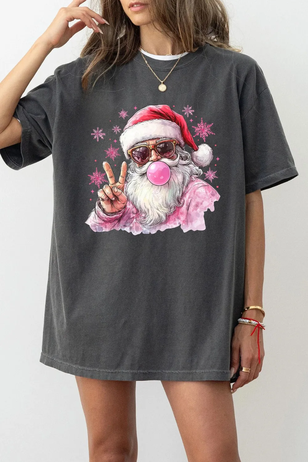 Santa Christmas Blowing Bubble Snowflake Tee For Women sold by Fancy Tees