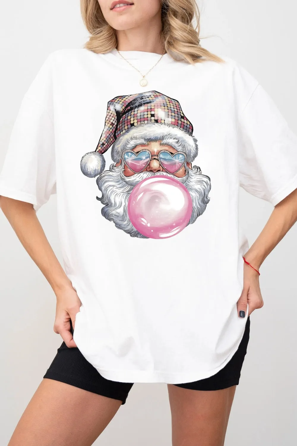 Retro Santa Discoball Bubble Tee For Women sold by Fancy Tees product image thumbnail 2