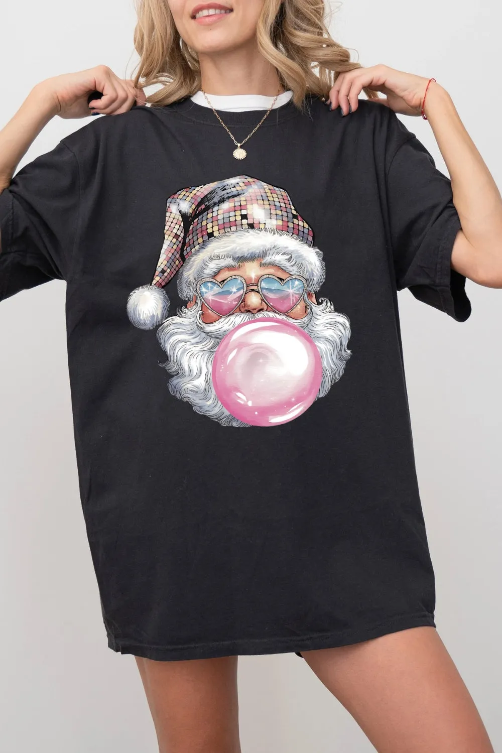Retro Santa Discoball Bubble Tee For Women sold by Fancy Tees product image thumbnail 3