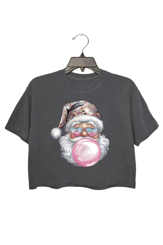 Retro Santa Discoball Bubble Crop Top For Women made by Fancy Tees