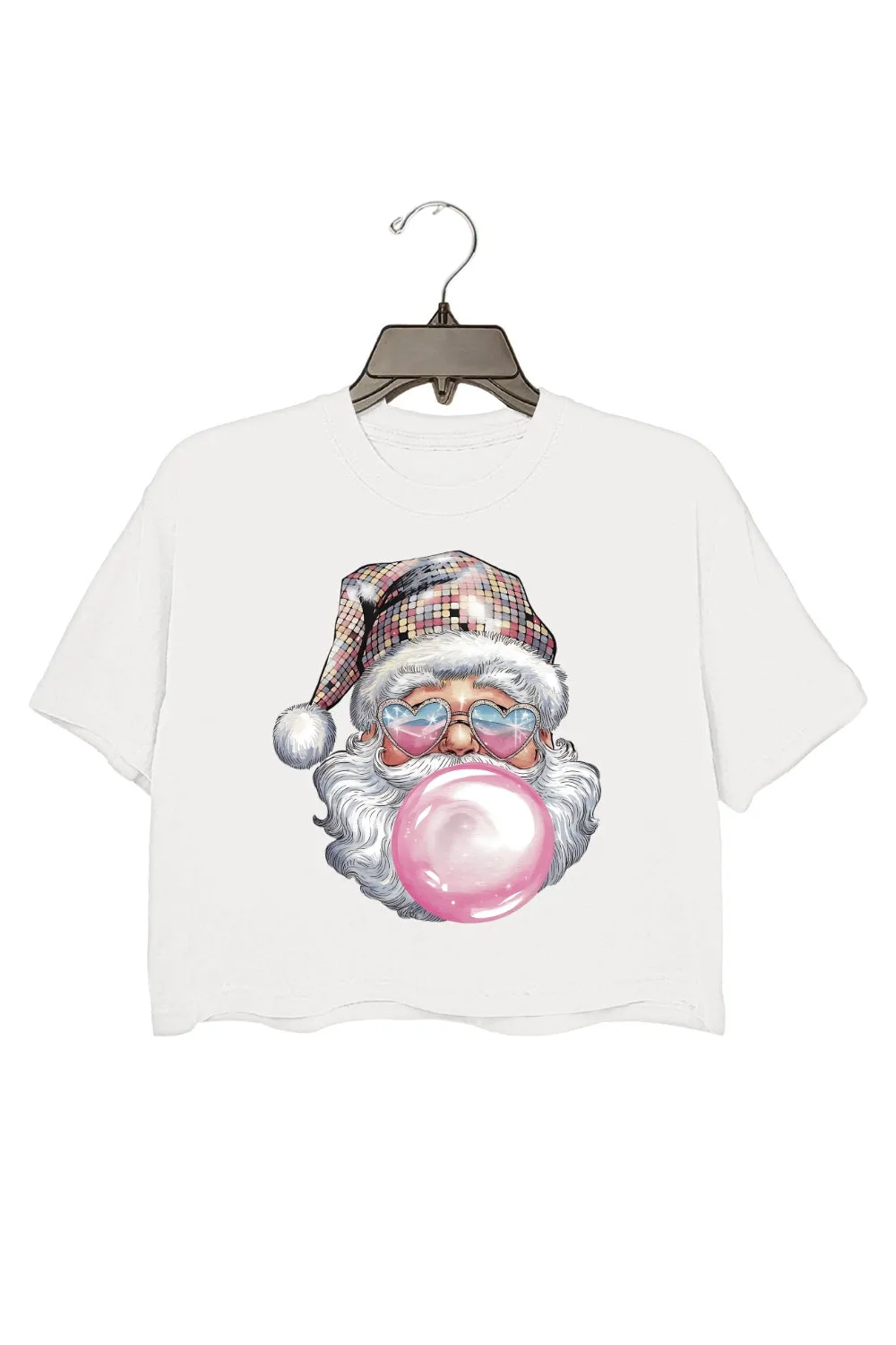Retro Santa Discoball Bubble Crop Top For Women sold by Fancy Tees product image thumbnail 2