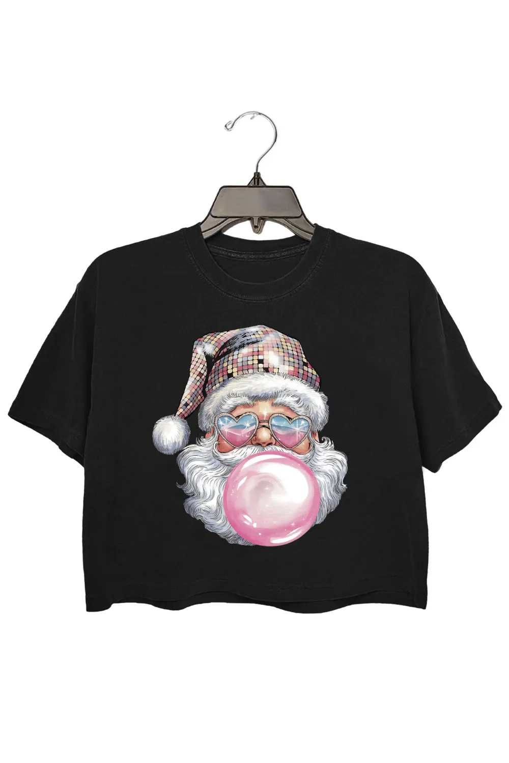 Retro Santa Discoball Bubble Crop Top For Women sold by Fancy Tees product image thumbnail 3