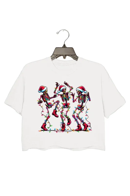 Christmas Dancing Skeleton Crop Top For Women sold by Fancy Tees