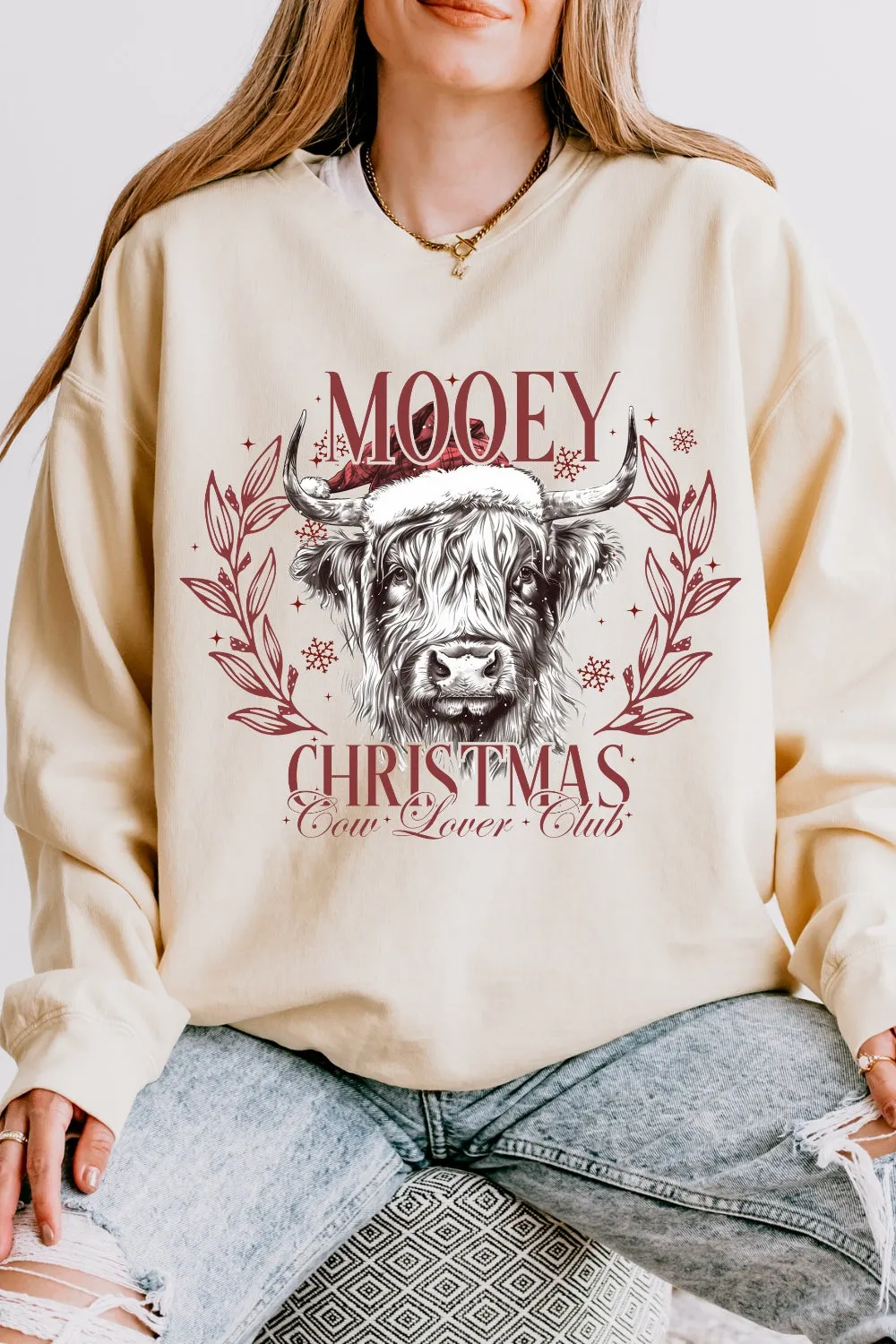 Mooey Christmas Cow Lover Club Sweatshirt For Women sold by Fancy Tees