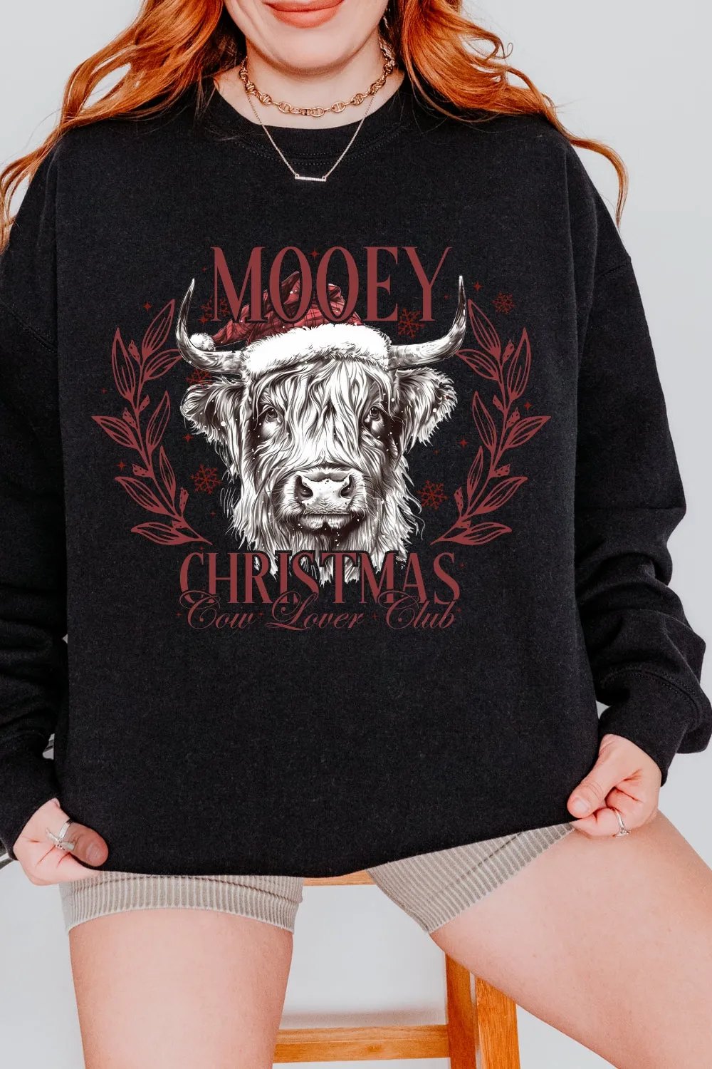 Mooey Christmas Cow Lover Club Sweatshirt For Women sold by Fancy Tees product image thumbnail 2