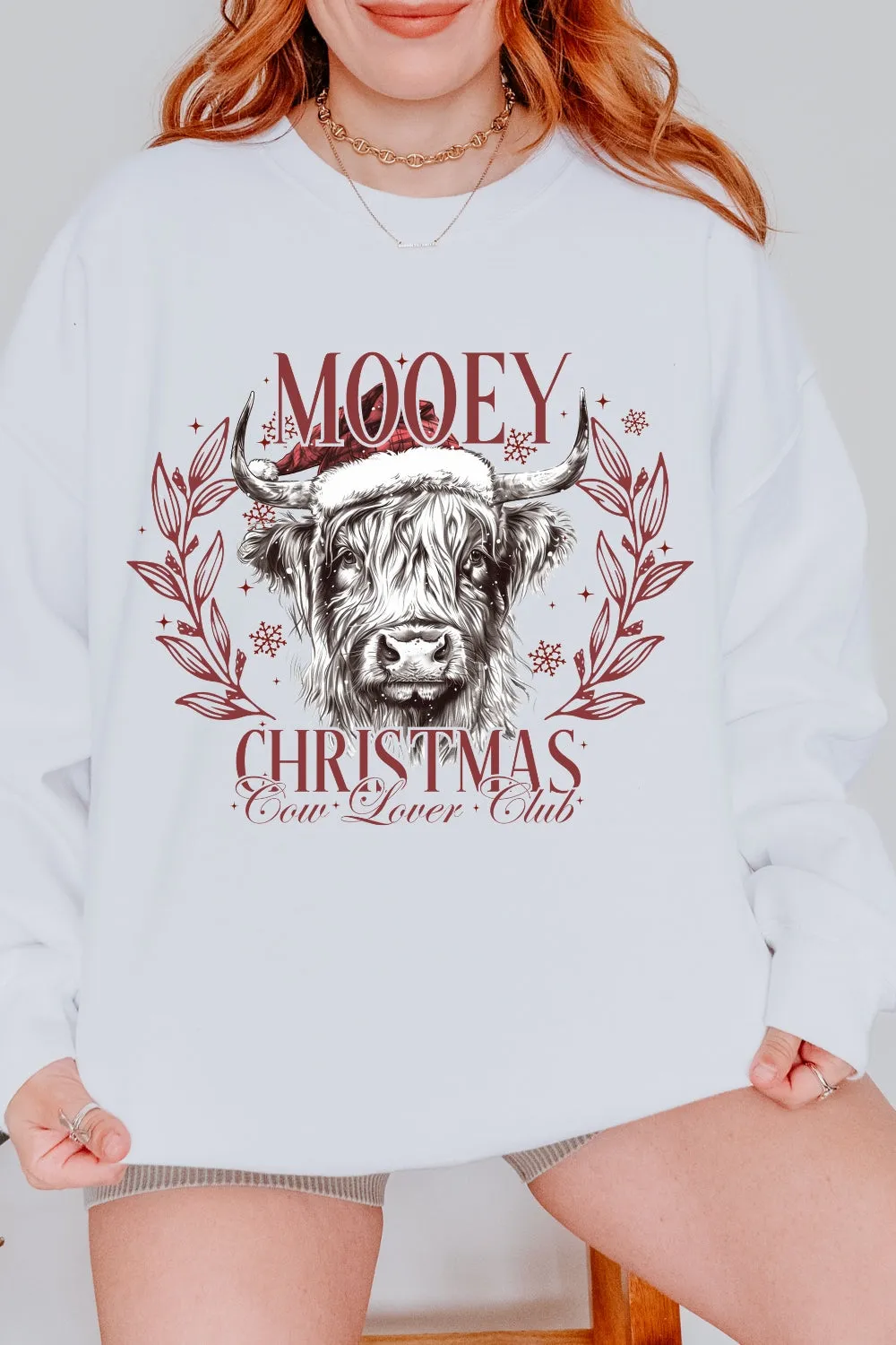 Mooey Christmas Cow Lover Club Sweatshirt For Women sold by Fancy Tees product image thumbnail 3