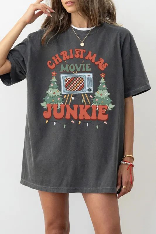 Christmas Movie Junkie Tee For Women sold by Fancy Tees