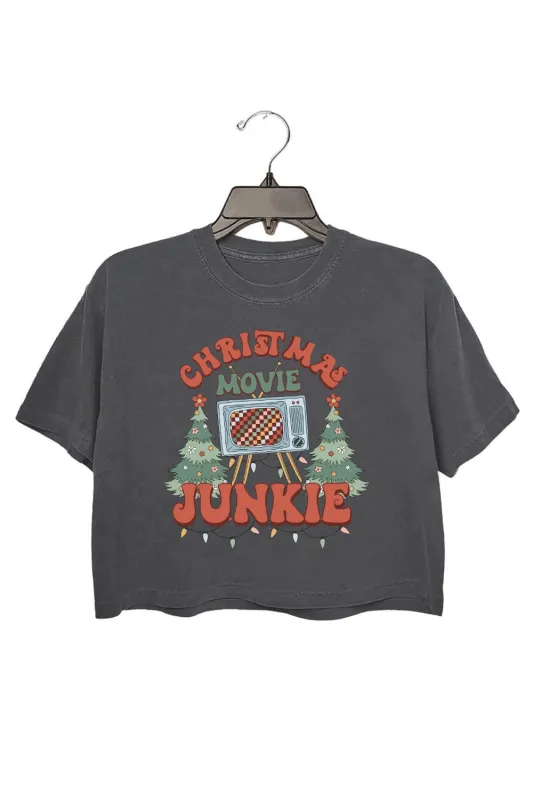 Christmas Movie Junkie Crop Top For Women sold by Fancy Tees