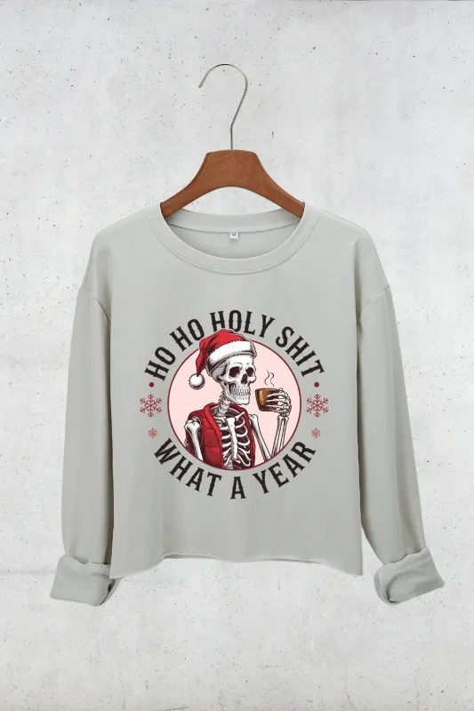 Ho Ho Holy What A Year Crop Sweatshirt For Women sold by Fancy Tees