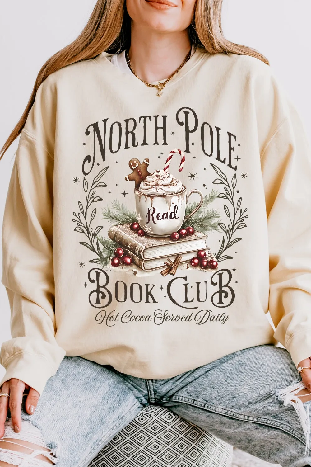 North Pole Book Club Christmas Sweatshirt For Women sold by Fancy Tees