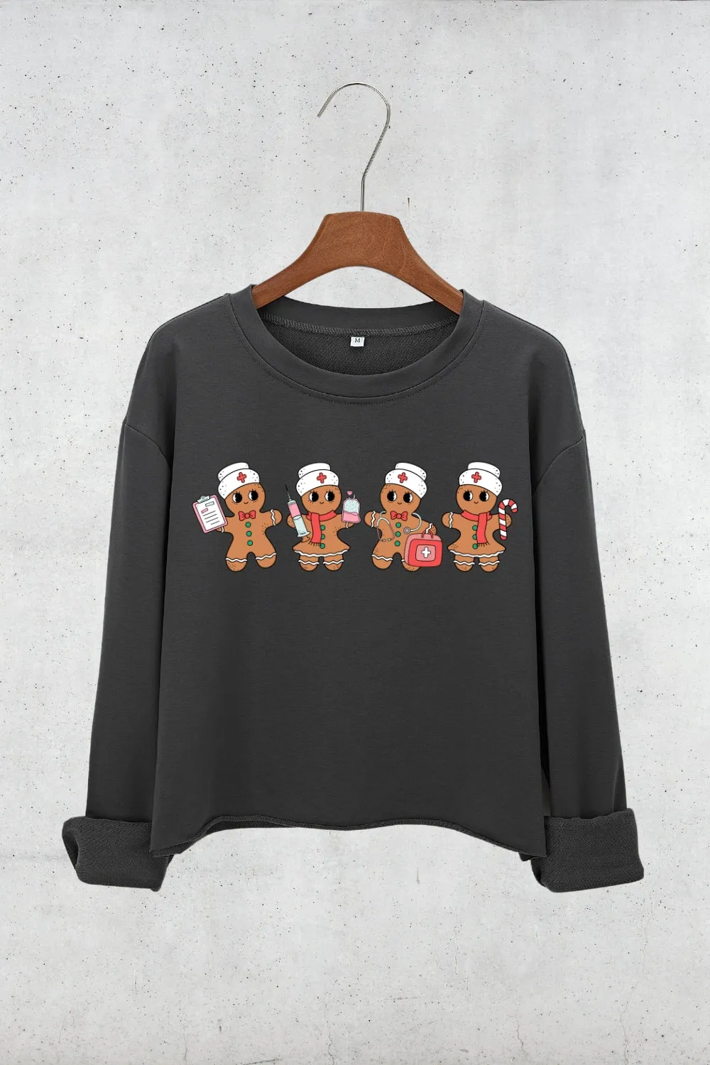 Gingerbread Nurse Christmas Crop Sweatshirt For Women sold by Fancy Tees